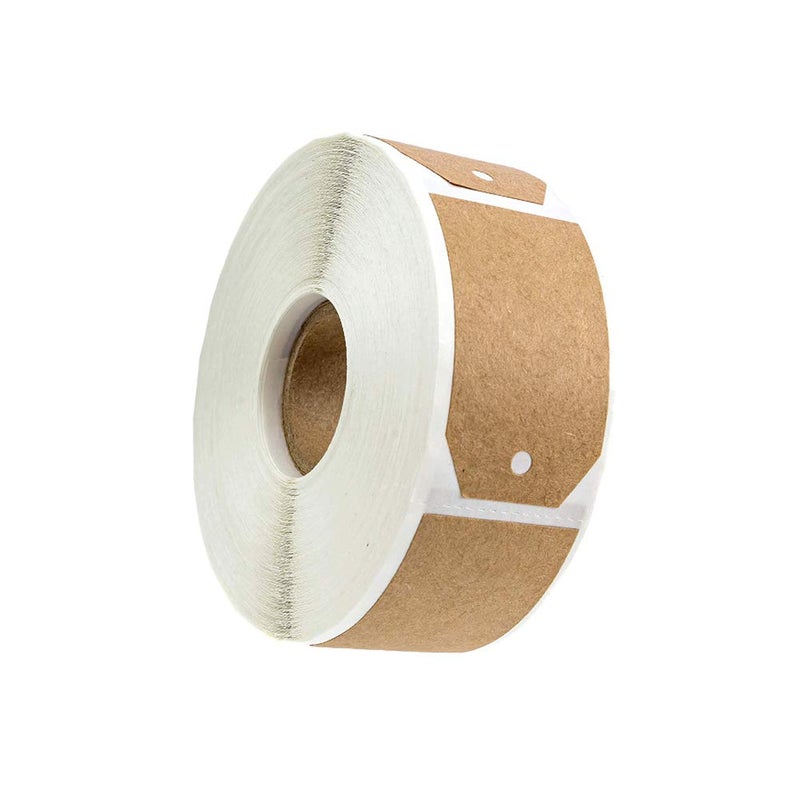 lasenersm 1 Roll Natural Brown Craft Gift Tag Stickers Blank Permanent Adhesive Kraft Label Stickers for Christmas Gifts Mason Jars Glass Bottles 300 Pieces Stickers per Roll 1.15" x 2" - Image 2